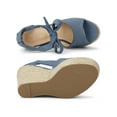 thumbnail image 4 of BLISSFUL STEP Women's Espadrilles Tie Up Ankle Strap Sandals Haze Blue (Size 8.5), 4 of 7