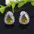 thumbnail image 4 of Uloveido Pear Cut Created Peridot Earrings Women,Fashion Crystal Teardrop Stud Earring Bridesmaid R815 (Light Green), 4 of 7
