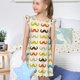 thumbnail image 4 of Balery Colorful Mustache Camisón de princesa para niñas, pijama de algodón con mangas abullonadas, suave y bonito.-X-Large, 4 of 6