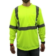 XL / Class 2 Max-dry Moisture Wicking Mesh Long Sleeve Safety T-shirt, Neon Yellow