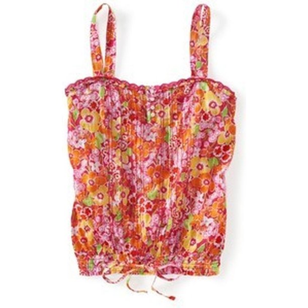 Camiseta sin mangas tejida Floral Aeropostale rosa extragrande