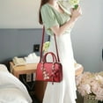 thumbnail image 4 of Elegant Floral Pattern Handbag, Women's Fashion Faux Leather Shoulder Bag, Trendy Double Handle Purse, 4 of 4