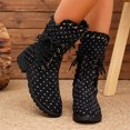 thumbnail image 5 of Willtoo Womens Polka Dot Lace Up Mid Calf Combat Boots, Back Zipper Round Toe Chunky Block Heel Boots, Non Slip Lug Sole Fashion Winter Boots, 5 of 6