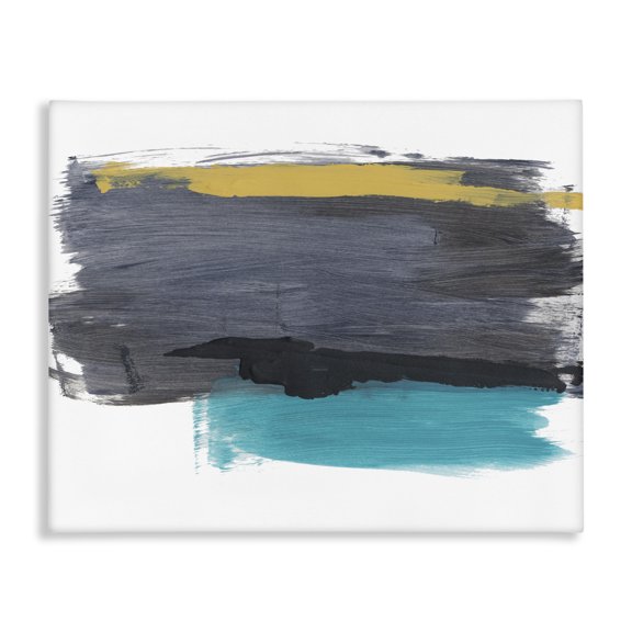 Stupell Industries Contemporary Abstract Brush Strokes Yellow Blue Grey Canvas Art, 20 x 16, by Bronwyn Baker