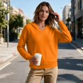 thumbnail image 5 of Szhihuiw Women's Lightweight Sweaters Fall Fashion Solid Color Long Sleeve Knit Hooded Sweater Business Casual Tops for Women, 5 of 9