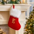 thumbnail image 6 of Personalized Christmas Stocking Featuring Red Plush with White Trim and Gold Initial, Cozy Holiday Decor for Fireplace Mantel, Xmas Gift for Family and Friends 1 Pcs, 6 of 8