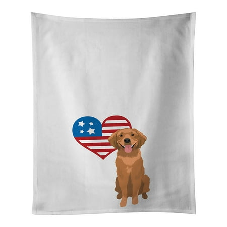 

Golden Retriever Red #2 Patriotic White Kitchen Towel Set of 2 19 in x 28 in