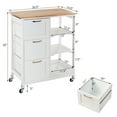 thumbnail image 2 of Gymax Rolling Kitchen Island Utility Storage Cart w/ 3 Storage Drawers & Shelves White, 2 of 10