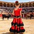 thumbnail image 4 of WOYY Toddler Girls Spanish Traditional Flamenco Dance Dress Layered Swing Maxi Dress, Red, 4 of 4