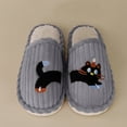 thumbnail image 2 of Winter Scuff Slippers for Women Men Funny Matching Cat Embroidery Corduroy Home Shoes Memory Foam Slip on Slides Grey 8, 2 of 4