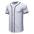 thumbnail image 2 of Laqbezok Men's Classic Baseball Jersey Shirt, Short Sleeve Button Down Sporty Top, Casual Hip Hop Streetwear Tee with Contrast Piping, 2 of 10