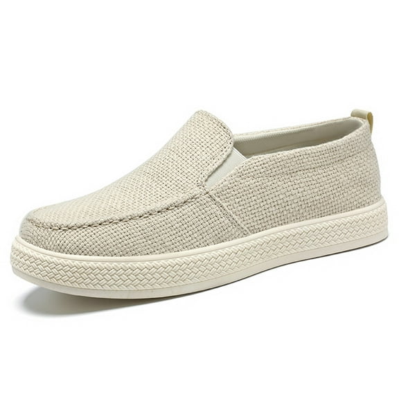 Men's Shoes Summer Casual Shoes One Foot Stirrup Walking Breathable Soft Bottom Not Tired Feet Old Cloth Shoes Men 7.5 Beige