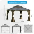 thumbnail image 6 of 12'x12' Hardtop Gazebo, Outdoor Aluminum Frame Canopy with Galvanized Steel Double Roof, Outdoor Permanent Metal Pavilion with Curtains and Netting for Patio, Backyard and Lawn(Brown) 00008, 6 of 6
