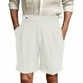 thumbnail image 2 of Men Tailored Dress Shorts – Structured Lightweight Suit Style Athletic Shorts With Refined Cut Design, Smart Casual Office Bottoms For Business Meeting Summer Commute, 2 of 9
