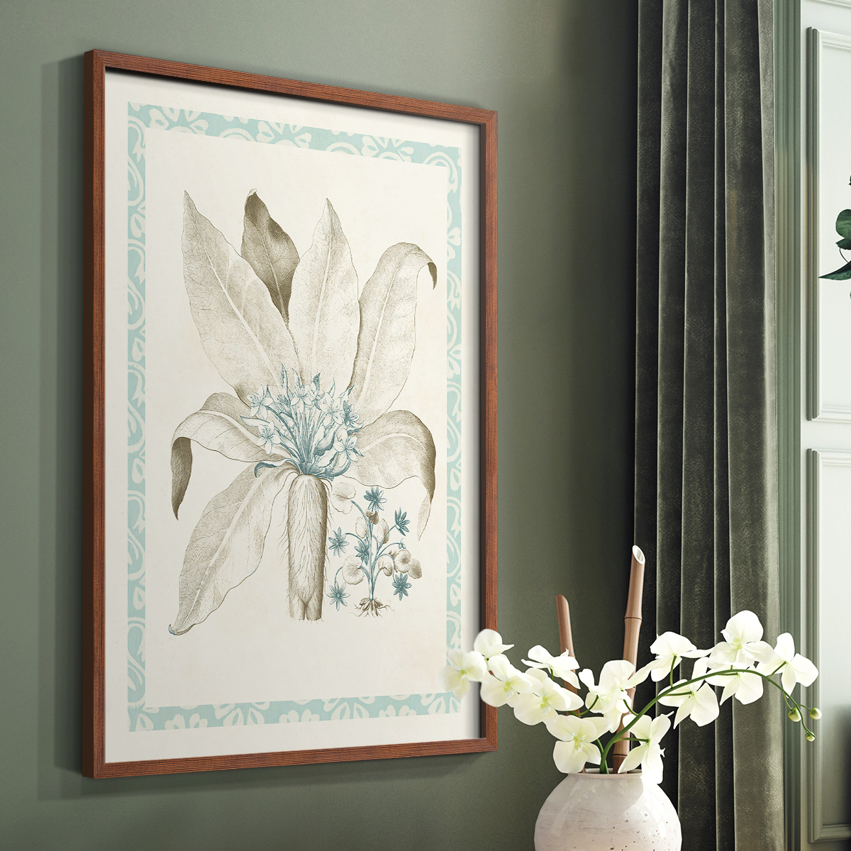 Willow Blue Besler V Framed Print - Solid Wood in Single Picture Frame Solid Wood 2 Framed Print