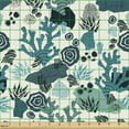 thumbnail image 2 of Underwater Upholstery Fabric by the Yard, Marine Life Creatures Hand Drawn Coral Reef Deep Sea Adventure Nautical, Decorative Fabric for DIY and Home Accents, Petrol Blue Ivory by Ambesonne, 2 of 5