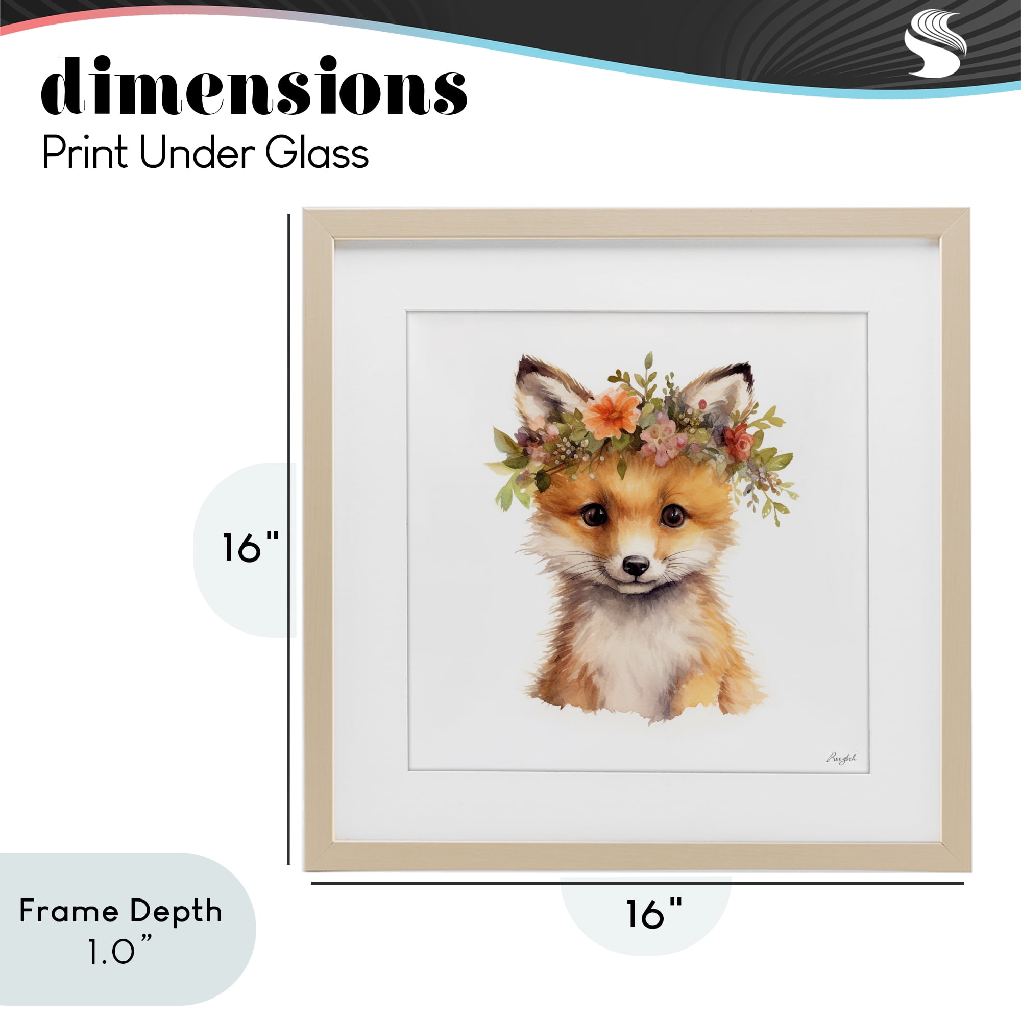 Stupell Industries Woodland Fox Flower Crown Birch Framed Print Under Glass, design by Roozbeh