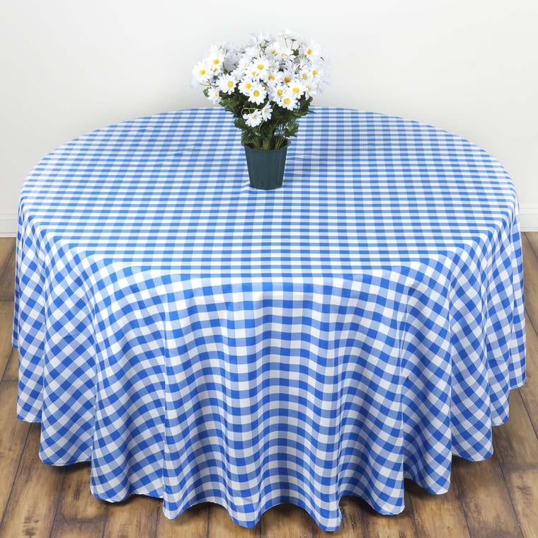 Efavormart Perfect Picnic Inspired Blue/White Checkered 90" Round