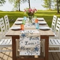 thumbnail image 4 of Table Runners 72 Inches Long Dress Scarves, Vintage Country Farmhouse Kitchen/Dining Table Runner, Coffee Tablerunners, Blue Rustic Texas Star Vines Wooden Grain 18x72 Inch, 4 of 9