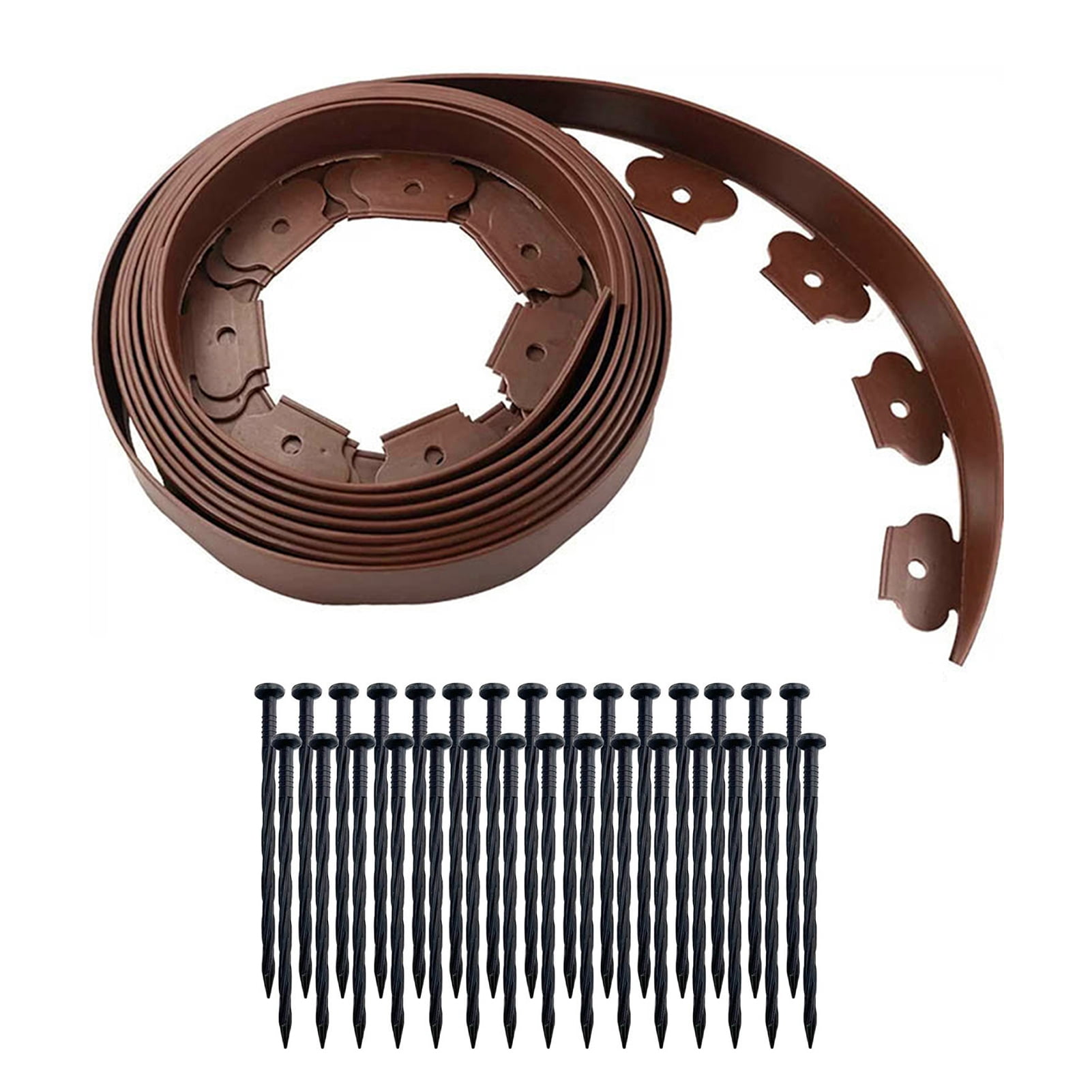 33FT Landscape Edging Border Kit, No Dig, 1.6" Tall Garden Edging Border with 30 Spikes, Plastic Lawn Border Flexible for Garden Flower Bed Edging Lawn Paver Yard Pathway