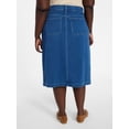 thumbnail image 4 of Terra & Sky Women's Plus Size Knit Denim Skirt, 30" Length, Sizes 16W-24W, 4 of 5