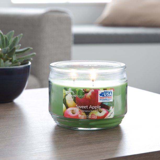 Mainstays Sweet Apple 3-Wick Scented Jar Candle, 11.5 oz., 4-Pack