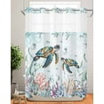 thumbnail image 6 of No Hook Shower Curtains, Sea Turtle Ocean Standard Bathroom Curtains with Snap in Liner, Summer Beach Coastal Coral Seagrass Waterproof Washable Fabric Bathroom Shower Curtain Sets, 60" x 72", 6 of 7
