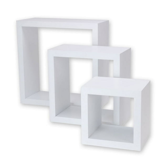 ITY International - Ensemble de 3 Étagères Carrées en Bois, Blanc