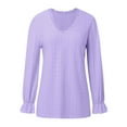thumbnail image 4 of Womens Shirts Long Sleeved V-Neck Sweater Solid Color Womens Golf Shirt,Purple,M, 4 of 6