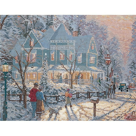 M C G Textiles Thomas Kinkade Holiday Gathering Counted Cross Stitch Kit, 14" x 11", 14 Count