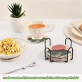 thumbnail image 5 of Yayeee 6 PCS Drink Coasters with Holder Set Woven Absorbent Round Tabletop Hot Pad, Abstract Elephant, 5 of 7