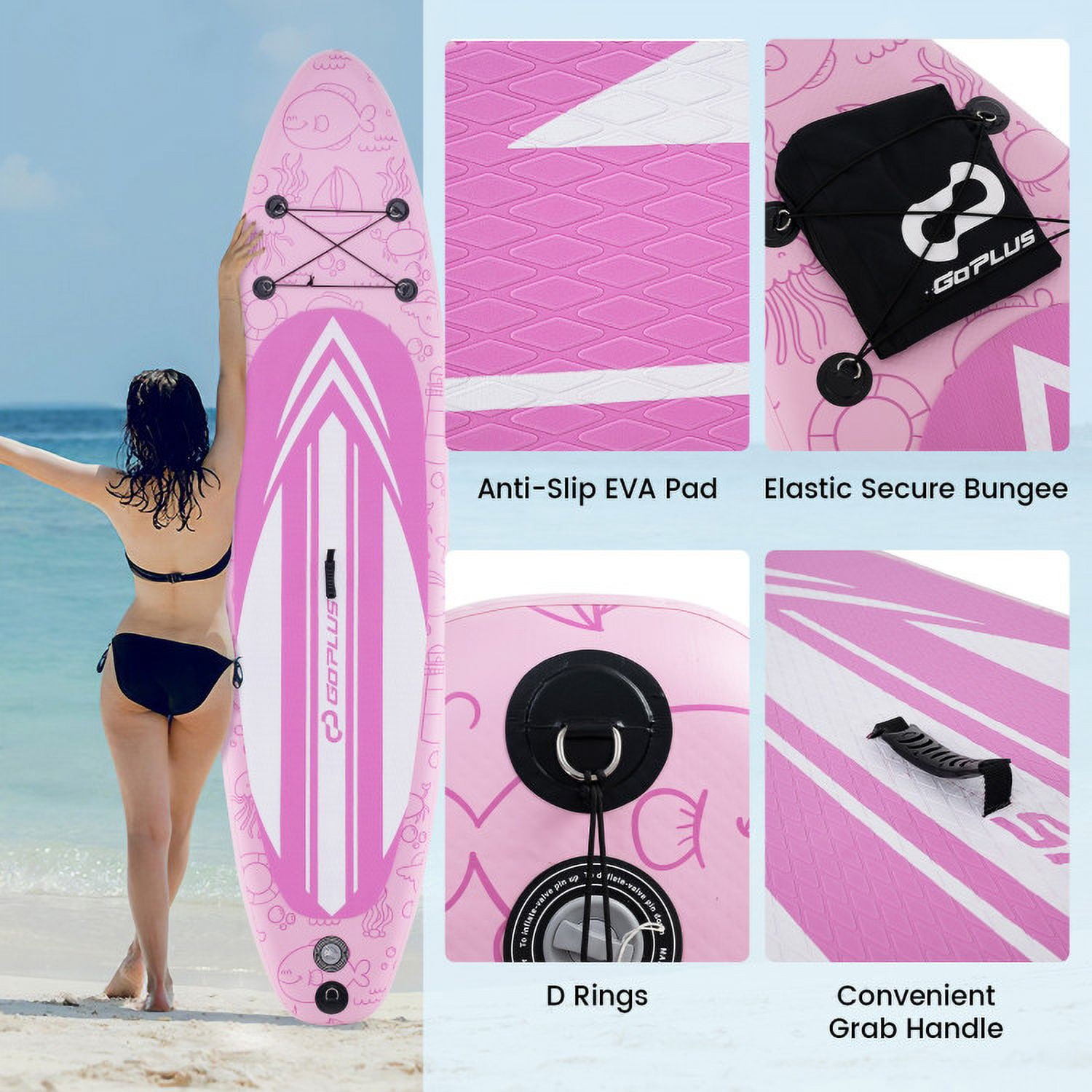 Spaco Inflatable Stand up Paddle Board, iSUP Board Accessories with 3 Fins and Backpack-S, Inflatable Paddle Board for Outdoor