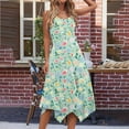 thumbnail image 4 of Ovzne Robes pour Femmes Robe Femme Robe à Imprimé Sans Manches avec Poche Ourlet Irrégulier Col Rond Robe de Vacances Robe Imprimée Liquidation, 4 of 5