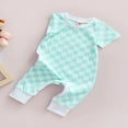 thumbnail image 4 of Babys Casual Shortsuit Mode Damier Imprimé Cou Long Romper, 4 of 7