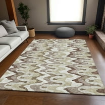 Addison Rugs Chantille Indoor/Outdoor Transitional Waves Beige Washable Rectangle Rug, 9' x 12'