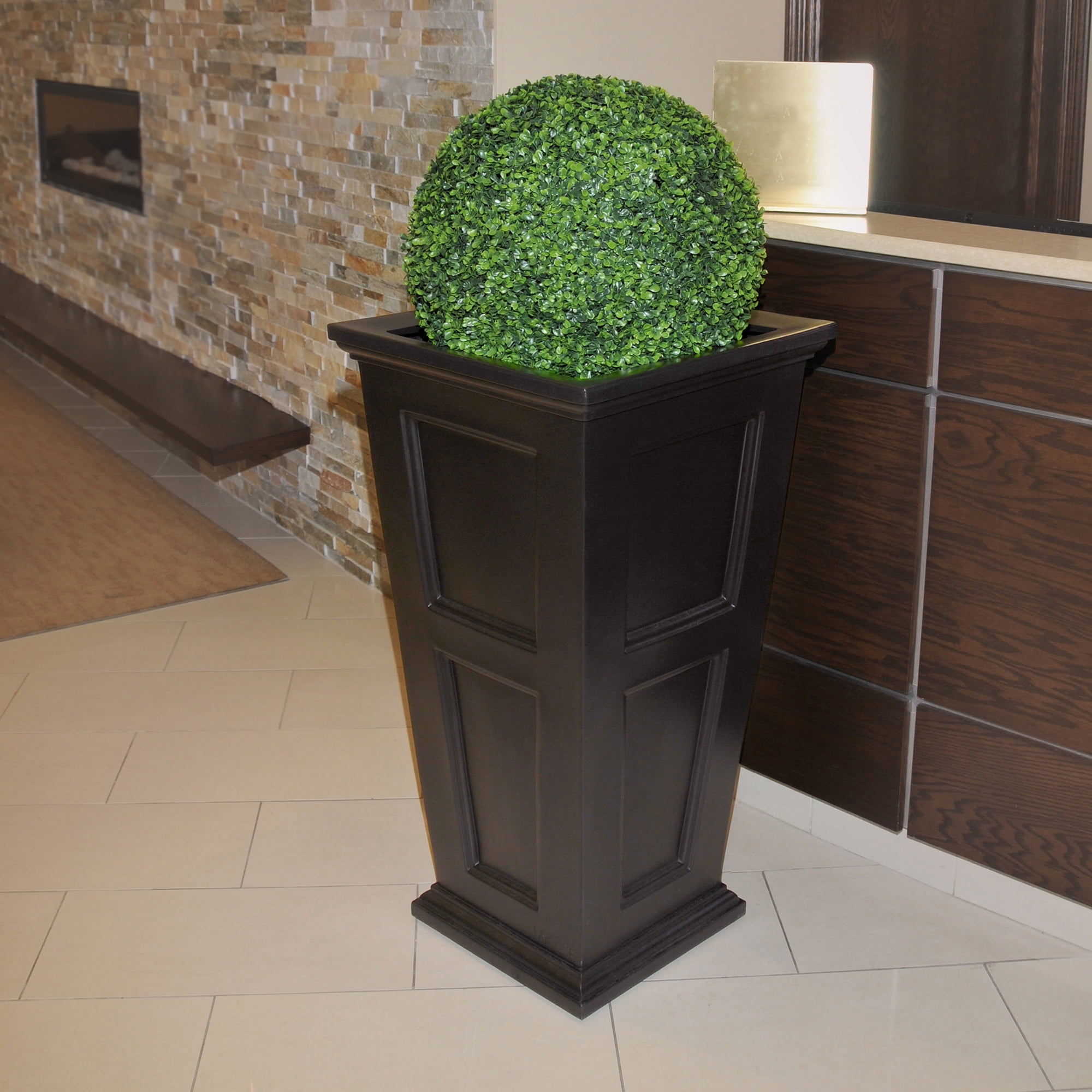 Mayne Fairfield 22" x 22" x 40" Square Tall Espresso Plastic Planter