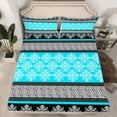 thumbnail image 2 of Feelyou Blue Mandala Flower Twin Sheet Sets, Boho Retro Damask Bedding, 3-Piece, 2 of 7