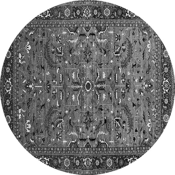 Ahgly Company Indoor Round Oriental Gray Industrial Area Rugs, 3' Round