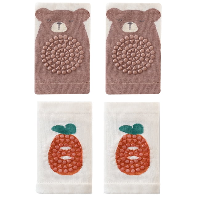 Rodilleras para bebés, 2 pares de rodilleras antideslizantes para bebés que gatean, coderas neutras para bebés pequeños, para niños de 0 a 4 años