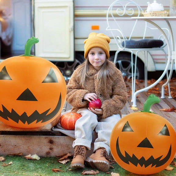 Costeam Halloween Inflatable Pumpkin Outdoor Decorations Blow up Pumpkin Fall Thanksgiving Inflatable PVC Waterproof Pumpkin Ball Outdoor Ornaments Halloween Decorations for Yard Garden Lawn