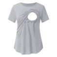 thumbnail image 4 of VEKDONE Maternity Tops for Womens Breastfeeding Tunics Crewneck Short Sleeve Nusring Blouse Tshirt Comfy Soft Pregnancy Shirts Mama Postpartum Clothes Blue XL, 4 of 9