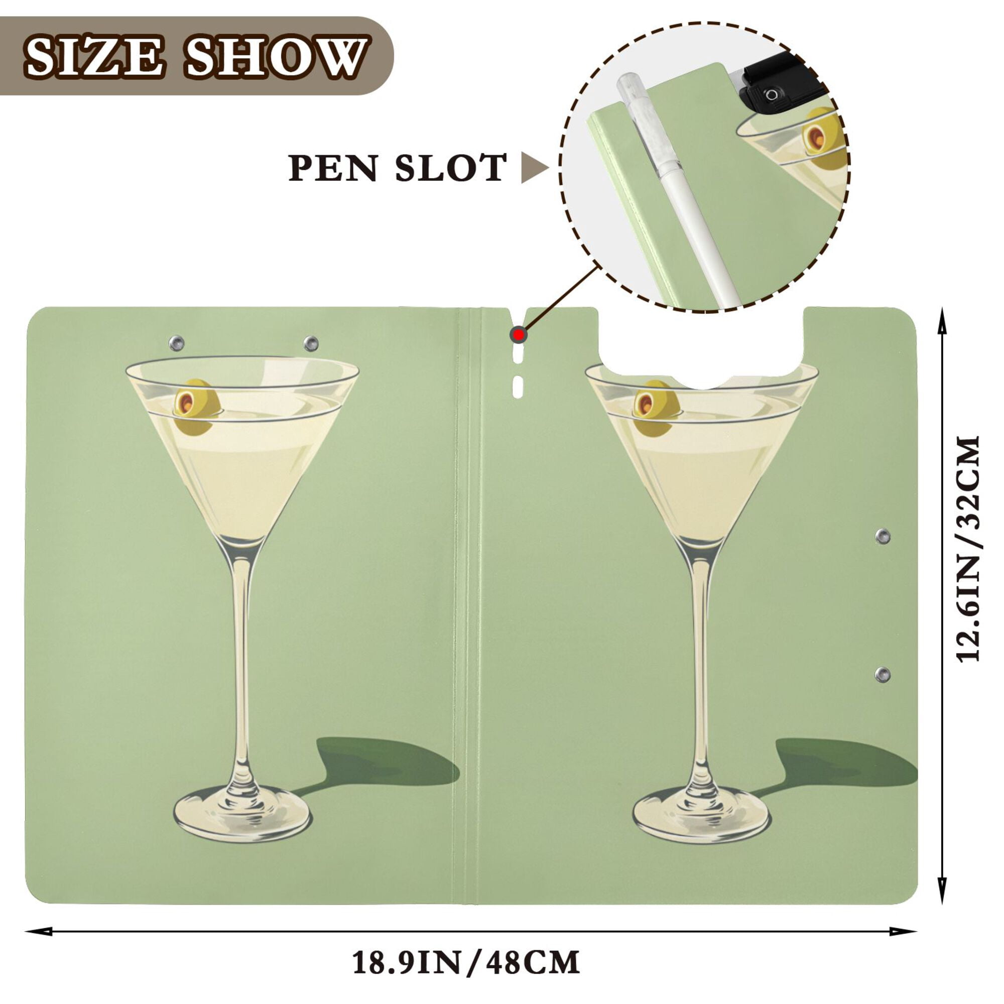 FORMRS A4 Clipboard Folder with Pen Holder Horizontal Foldable School Office Binder, Light Green Martini