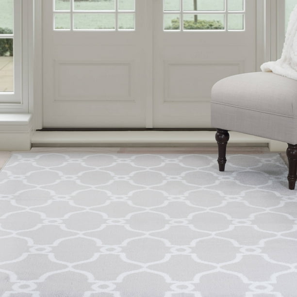 Somerset Home Lattice Area Rug, Grey and Ivory