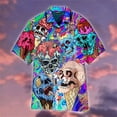 thumbnail image 5 of Camisa hawaiana divertida con calavera de helado para hombres y mujeres, camisetas de verano geniales de manga corta con arcoíris LGBT para parejas, 5 of 5