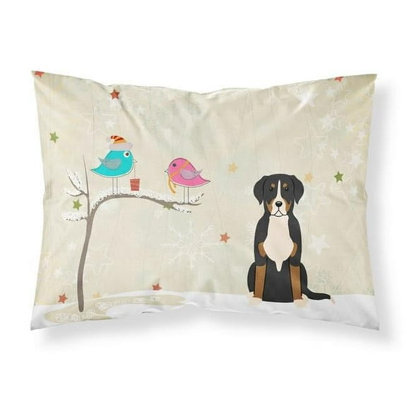Christmas Presents Between Friends Greater Swiss Mountain Dog Fabric Standard Pillowcase, 20.5 x 0.25 x 30 in.