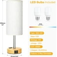 thumbnail image 4 of Touch Bedside Table Lamps Set - 3 Way Dimmable with USB C/ Ports, AC Outlet, Wood Base for Bedroom, Office, Dorm, 4 of 8