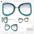 thumbnail image 2 of Womens Large Rhinestone Show Light Rim Trim Metal Rim Butterfly Sunglasses Silver Teal - Smoke, 2 of 8