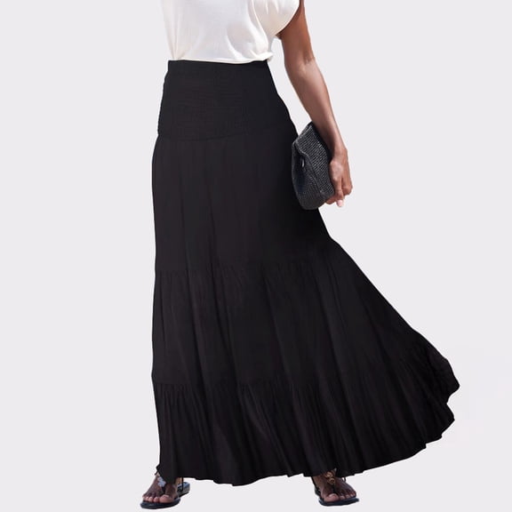 LASCANA Women's Convertible Tiered Dress Smocking