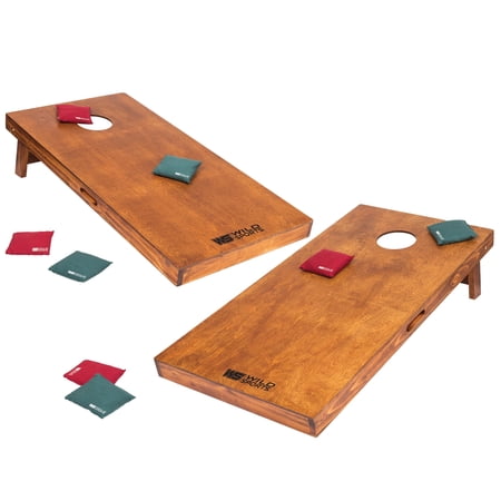 Wild Sports 2 ft x 4 ft Premium Wood Cornhole Set, Regulation Size Boards with 8 Bean Bags, Tournament Approved Solid Wood Tailgate Game