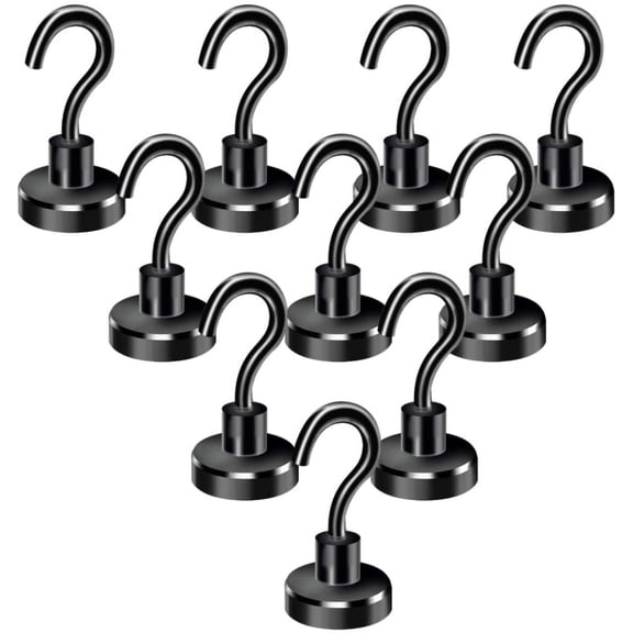 Black Magnetic Hooks, 25Lbs Strong Rare Earth Neodymium Magnet Hooks with Nickel Coating for Cruise，Kitchen, Home, Workplace, Office and Garage etc,